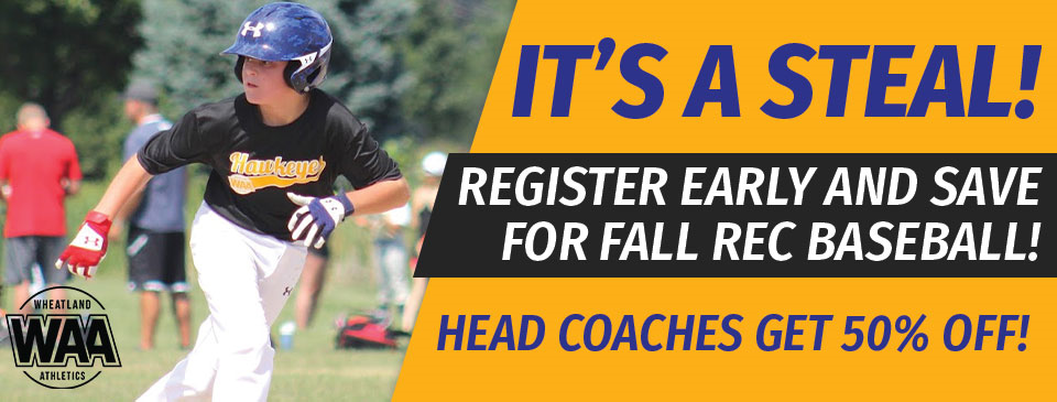 It's a Steal! Fall Baseball Registration Now Open!